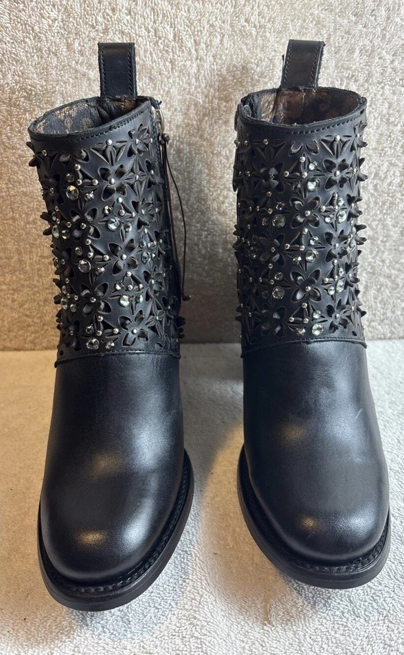 Cuadra Ladies Crystalized Heeled Black Booties Size 6.5 M